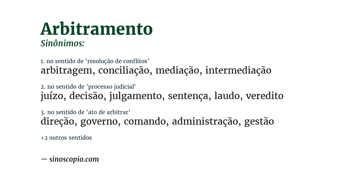 Sinônimo de arbitramento