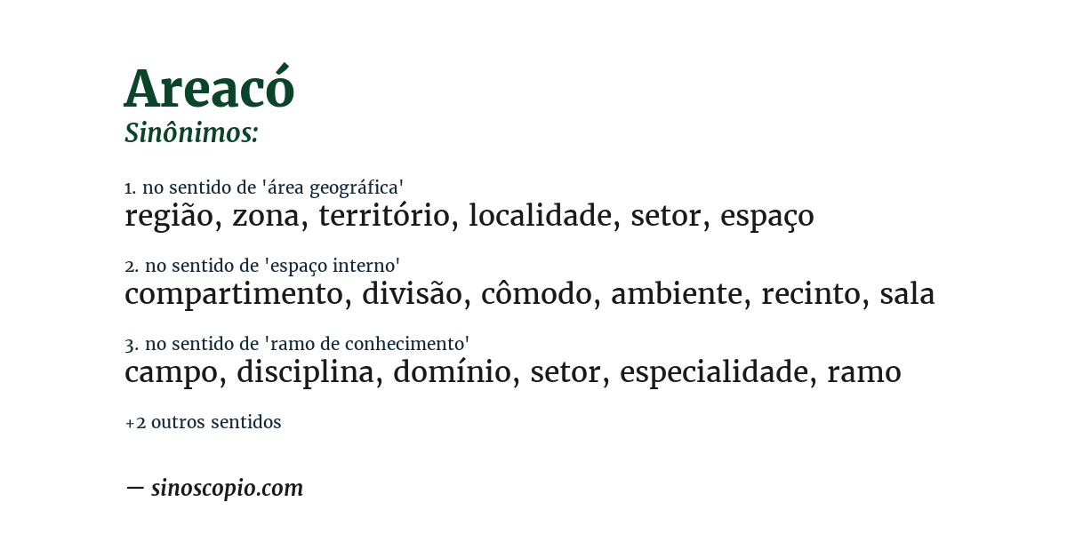 Sinônimo de areacó