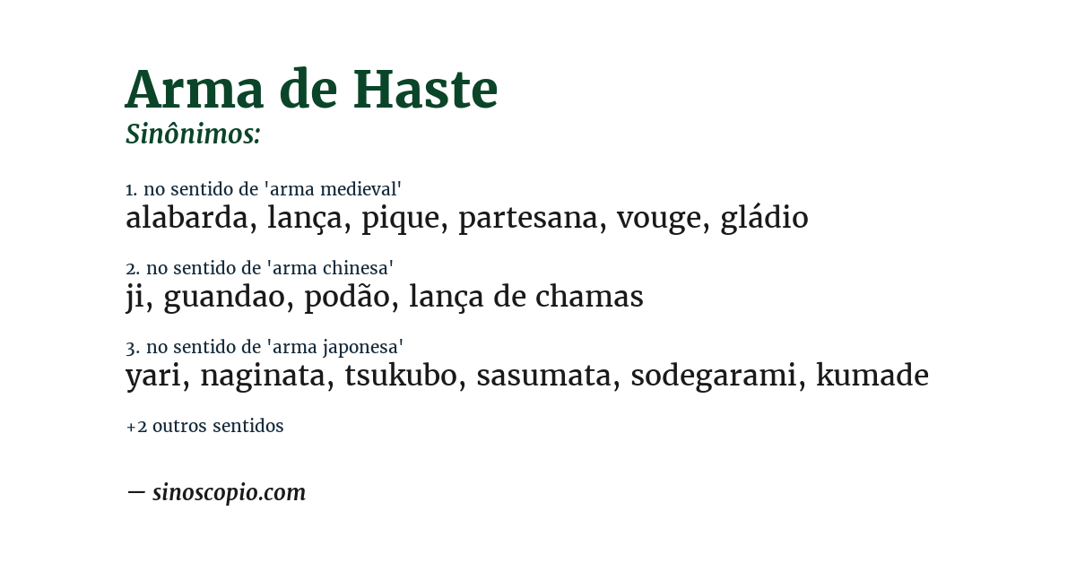 Sinônimo de arma de haste