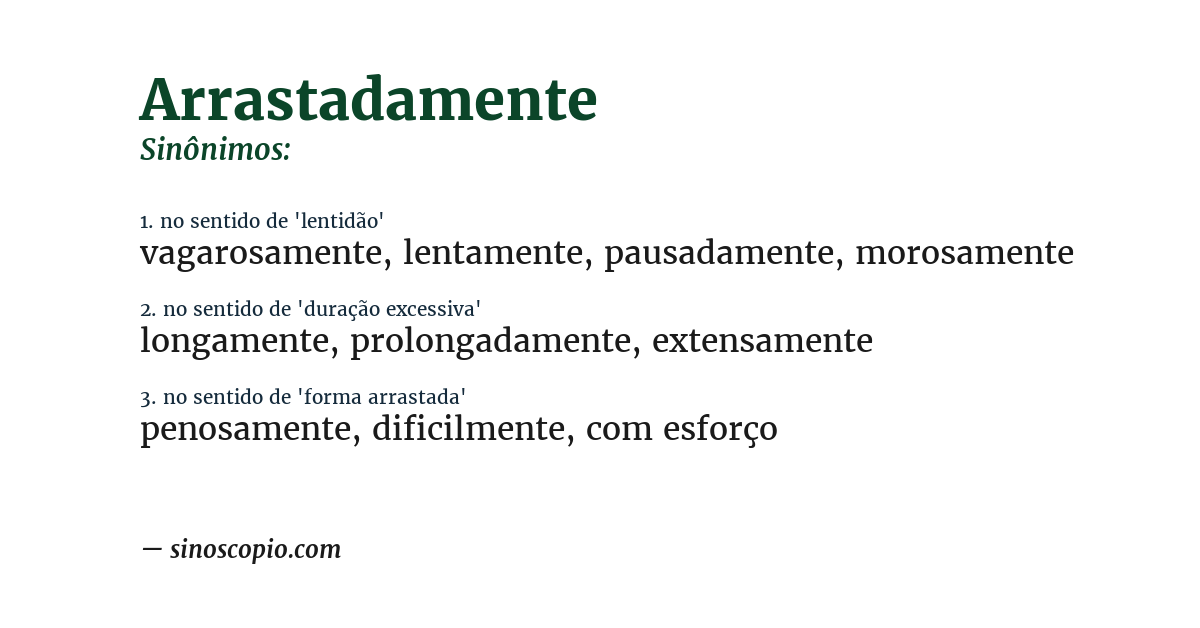 Sinônimo de arrastadamente