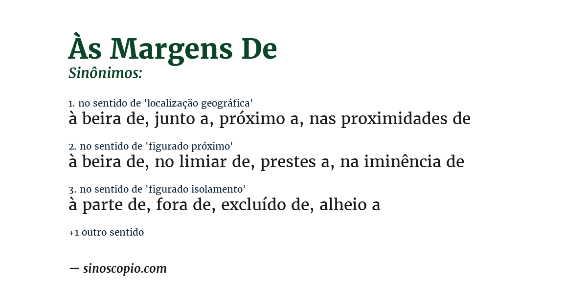 Sinônimo de às margens de