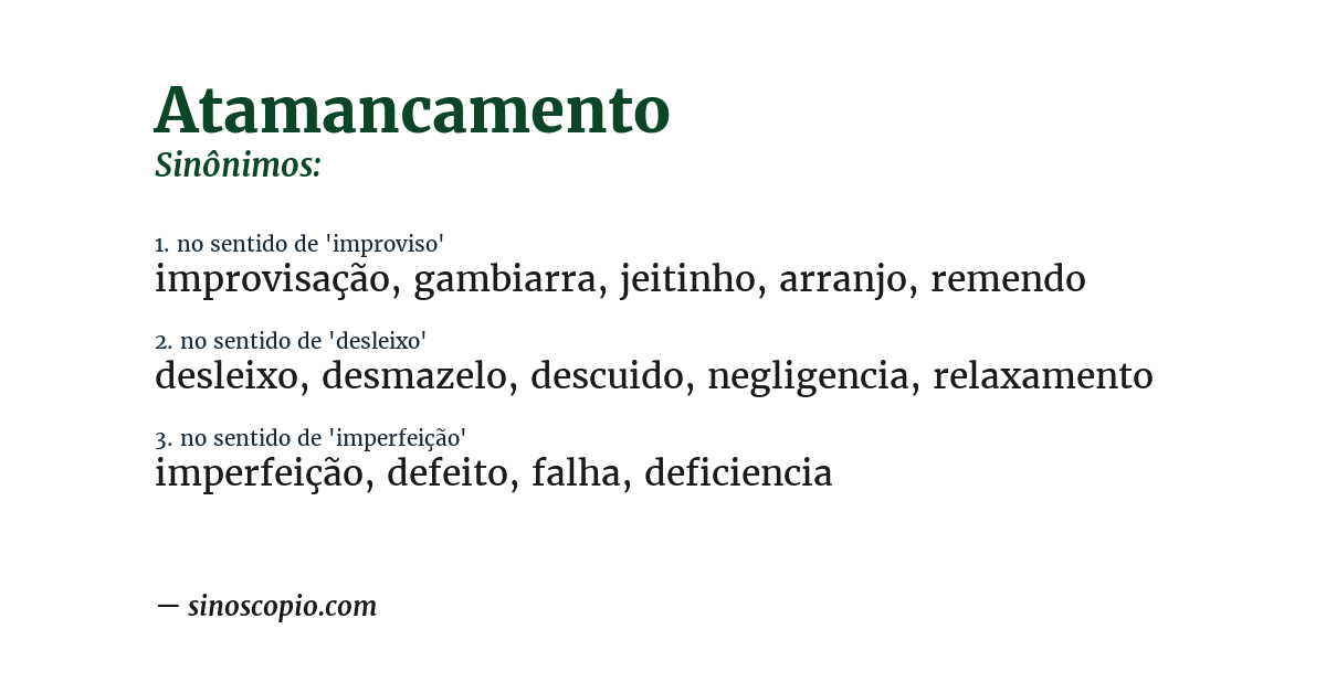 Sinônimo de atamancamento