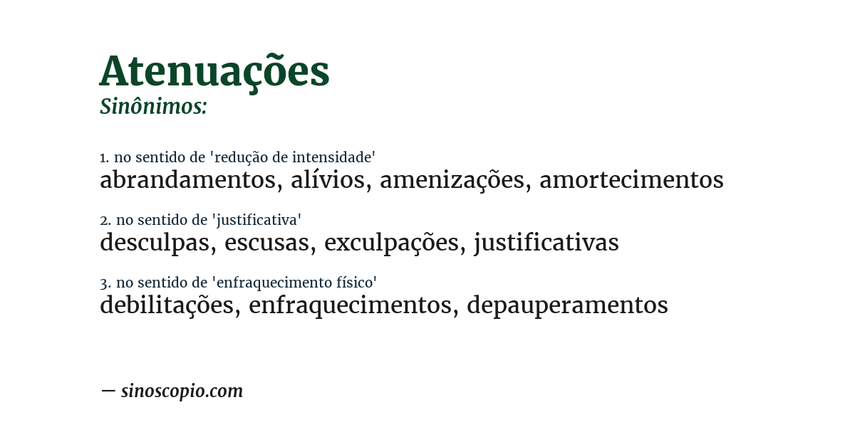 Sinônimo de atenuações