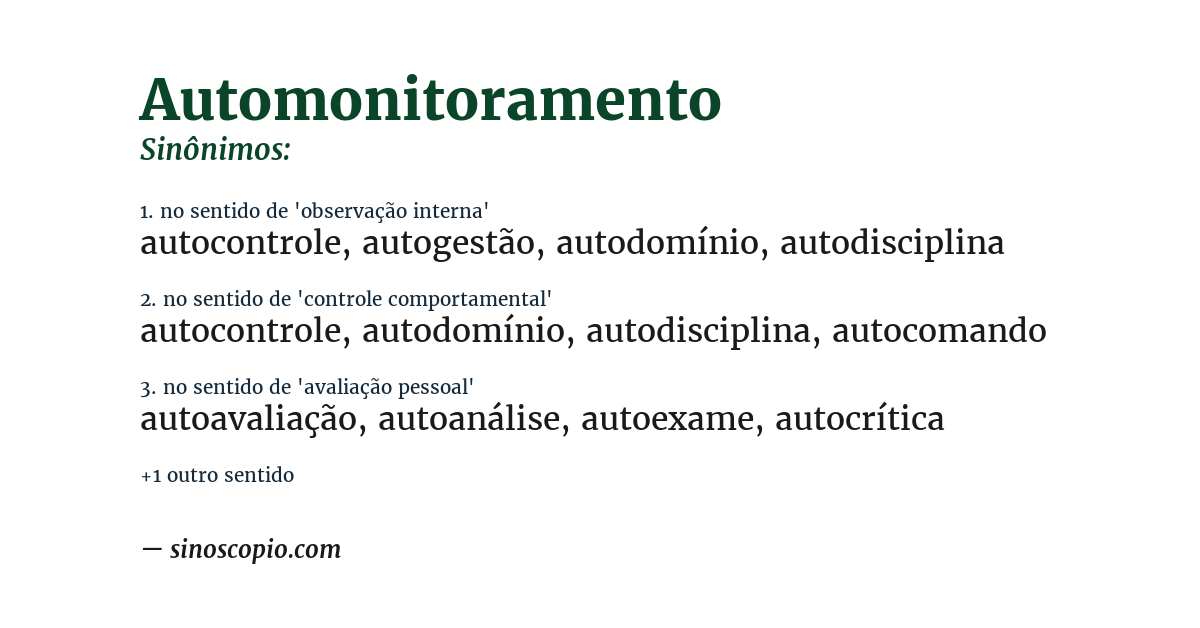 Sinônimo de automonitoramento