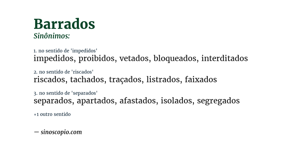 Sinônimo de barrados