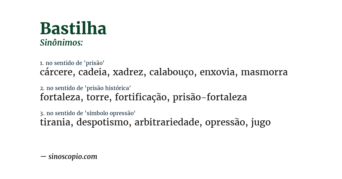 Sinônimo de bastilha