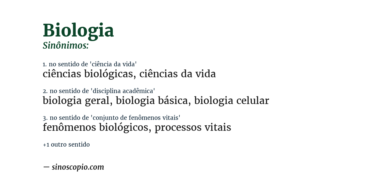 Sinônimo de biologia