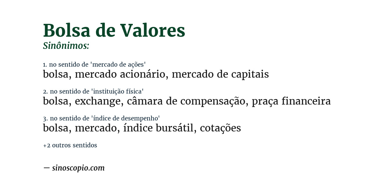 Sinônimo de bolsa de valores