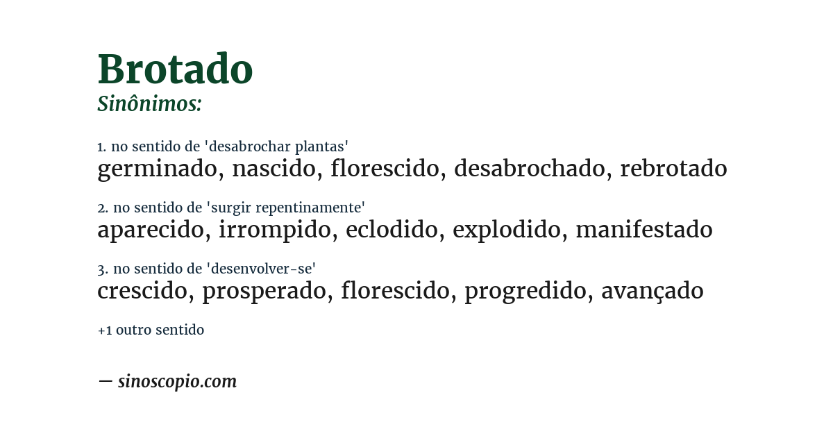 Sinônimo de brotado