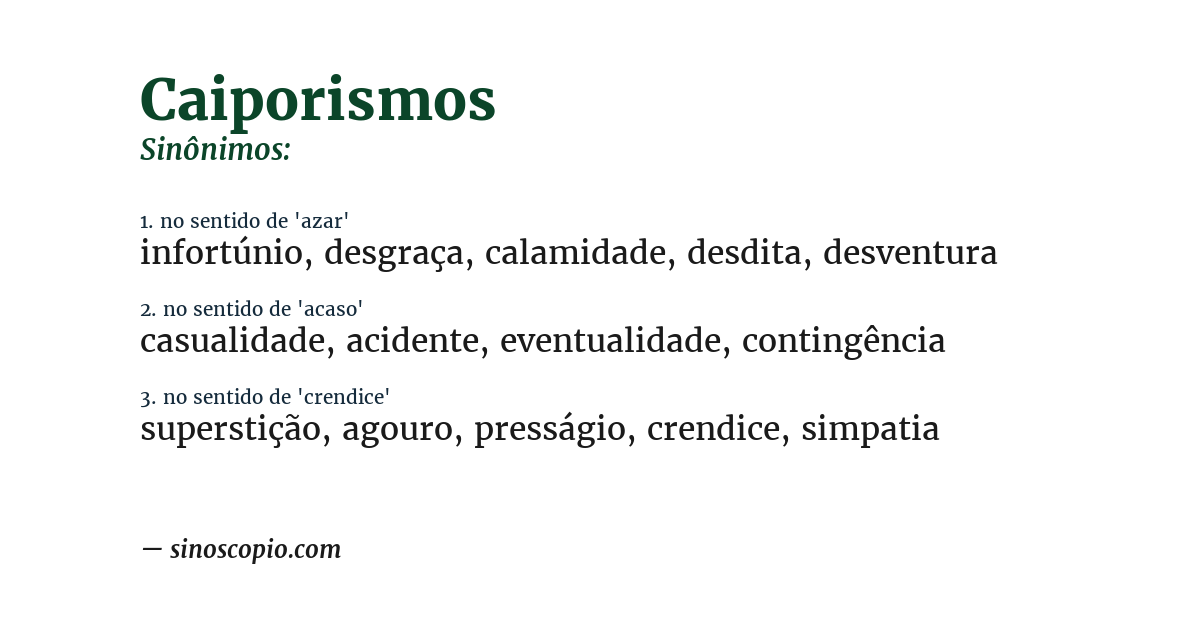 Sinônimo de caiporismos