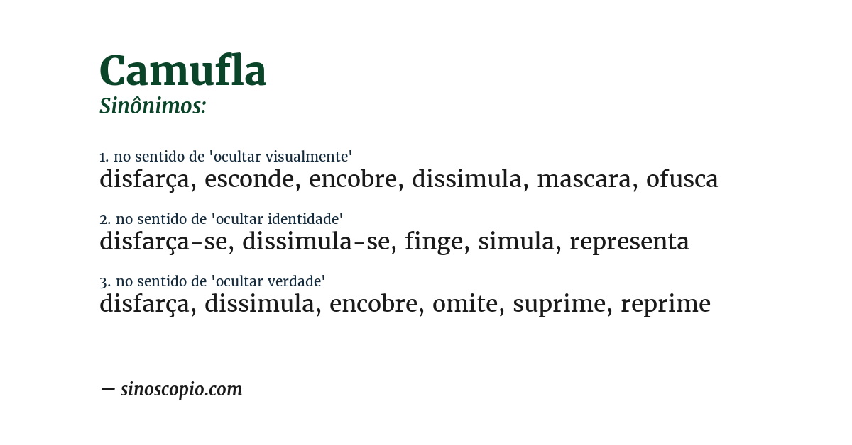 Sinônimo de camufla