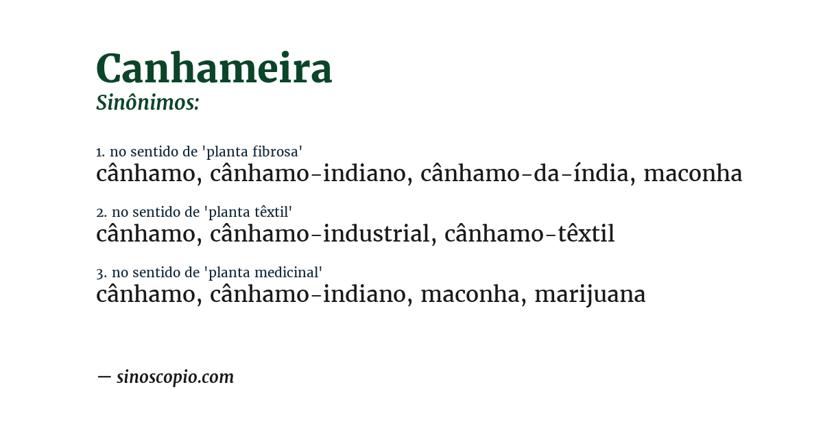 Sinônimo de canhameira