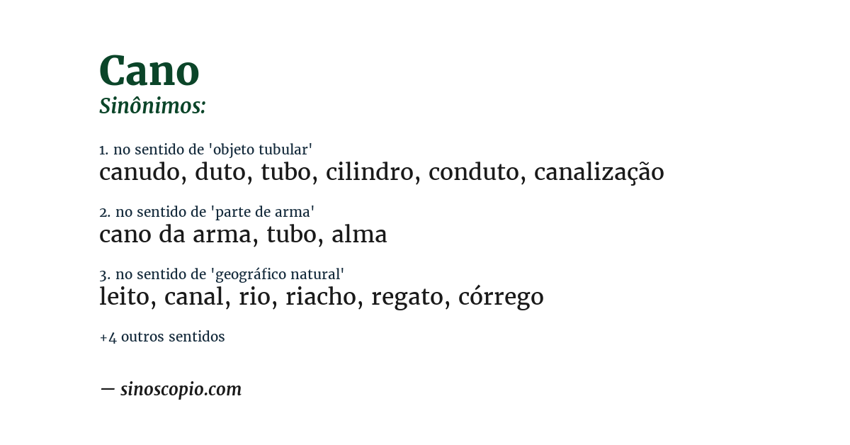 Sinônimo de cano