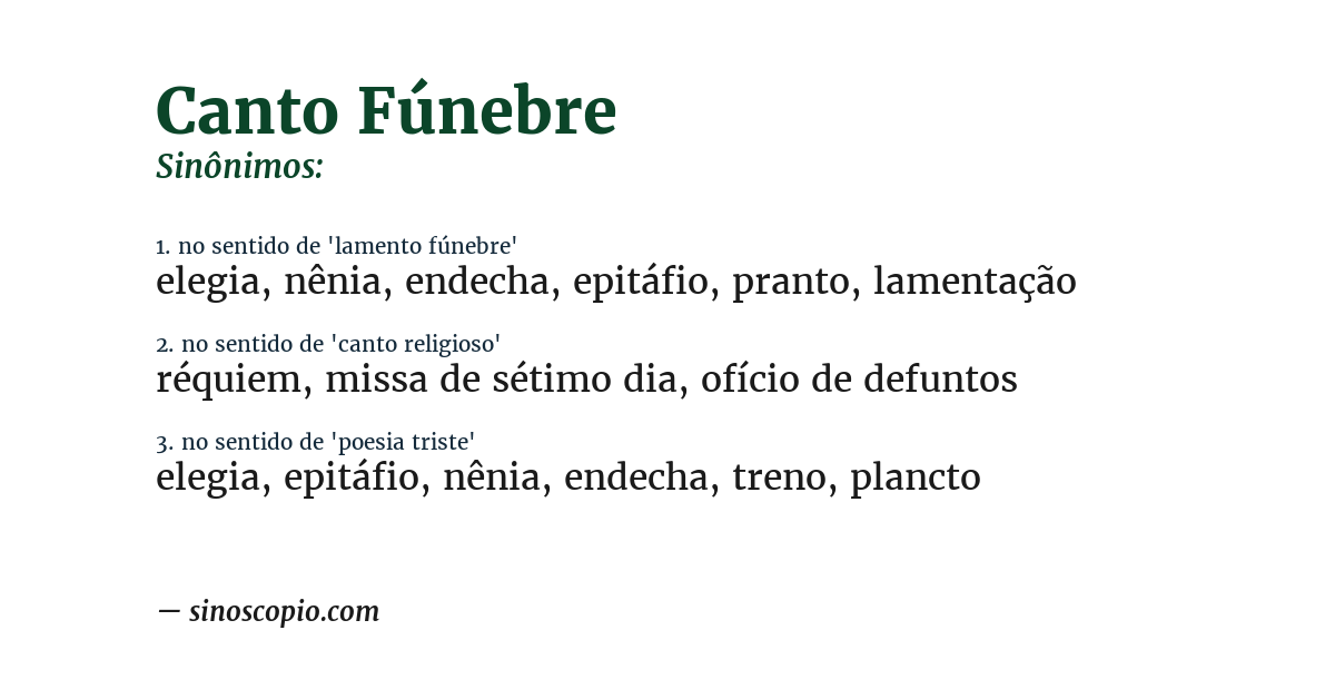 Sinônimo de canto fúnebre