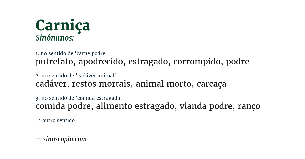 Sinônimo de carniça