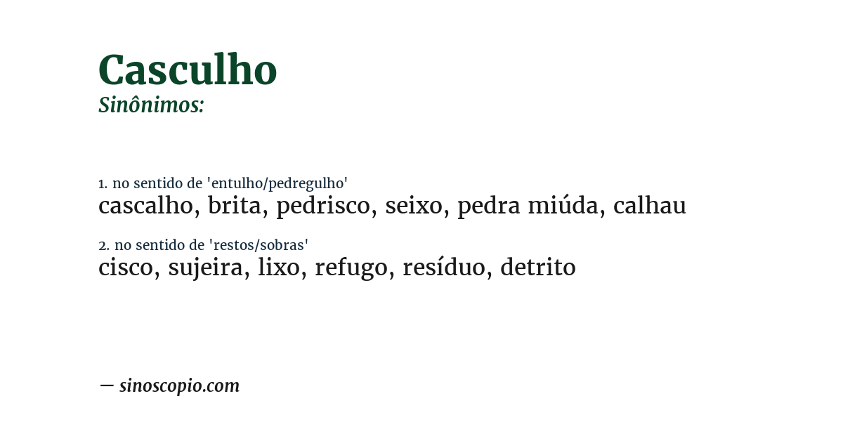 Sinônimo de casculho