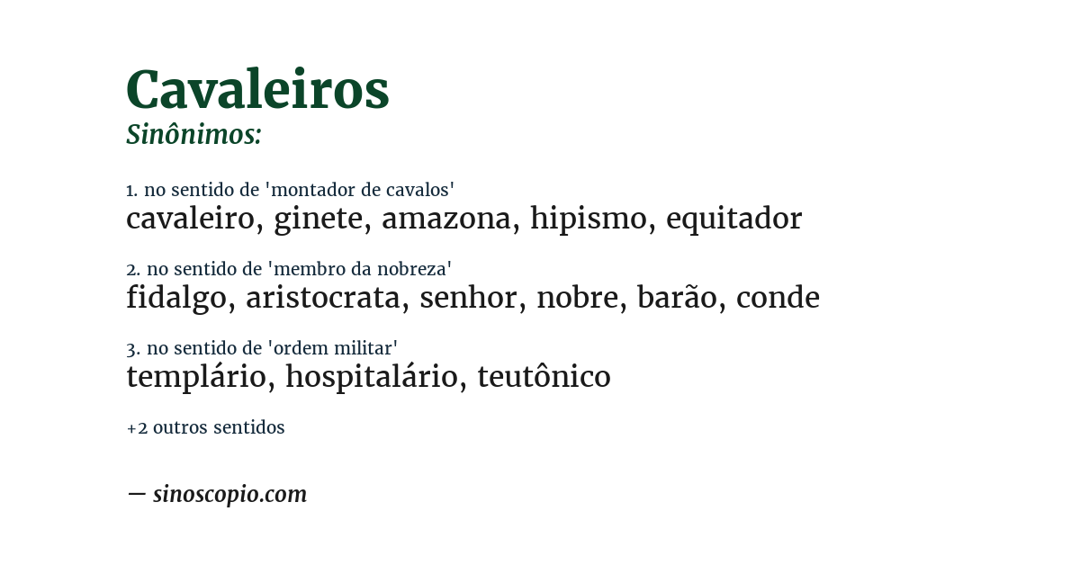 Sinônimo de cavaleiros