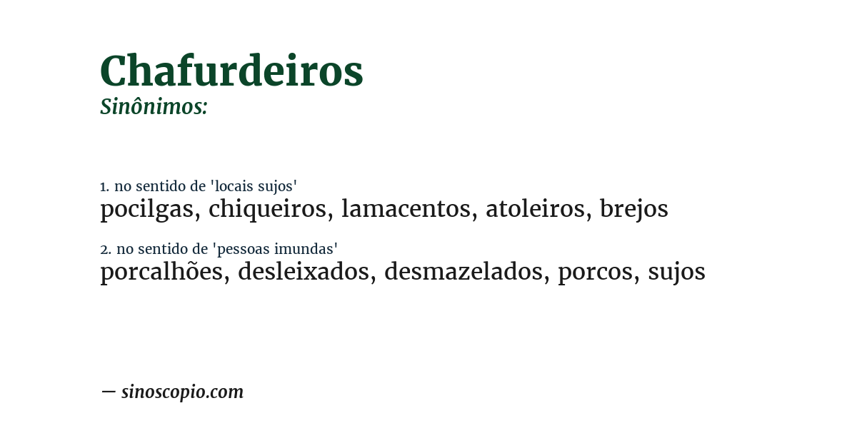 Sinônimo de chafurdeiros