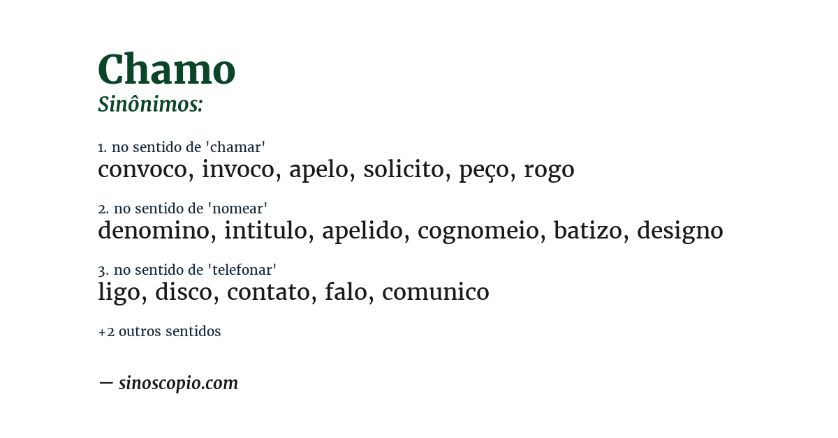 Sinônimo de chamo