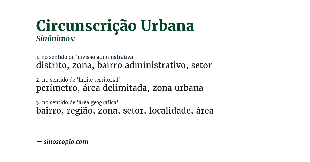 Sinônimo de circunscrição urbana