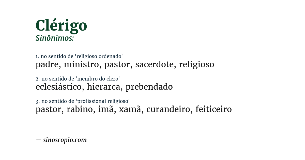 Sinônimo de clérigo