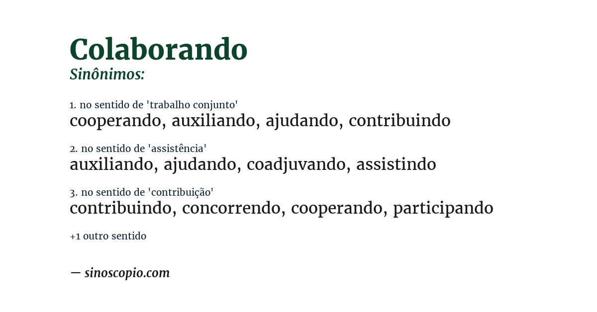Sinônimo de colaborando