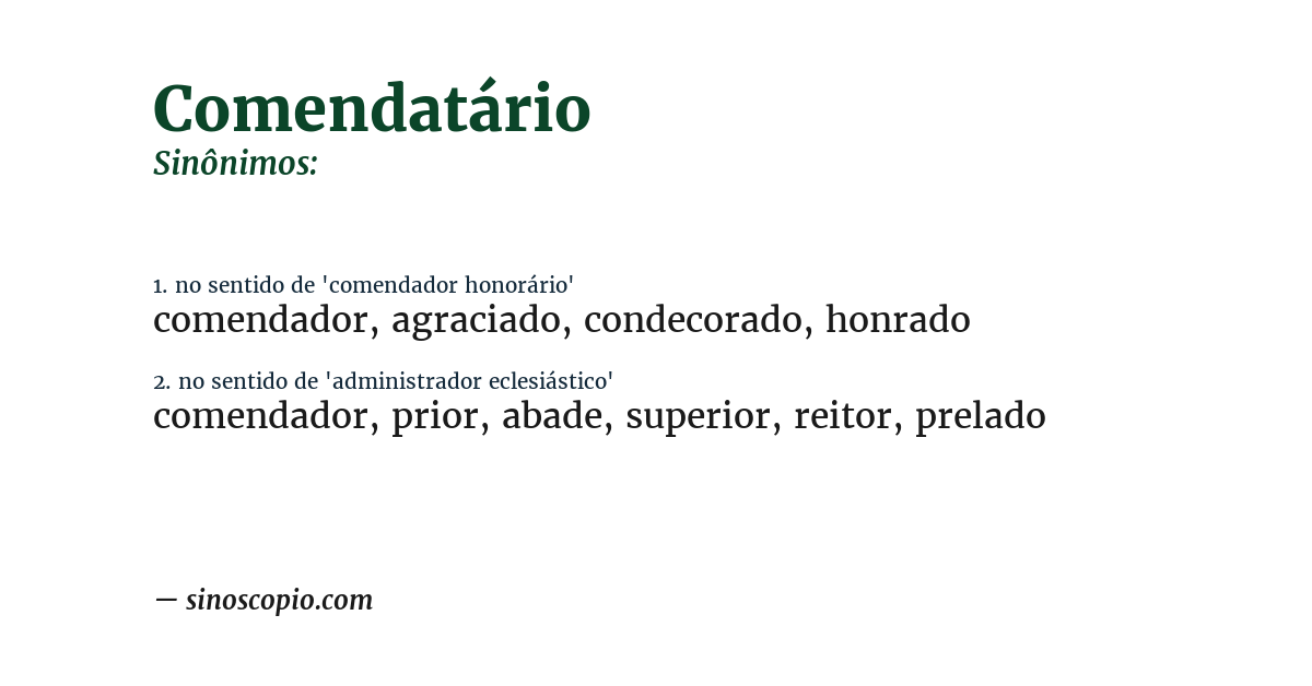 Sinônimo de comendatário