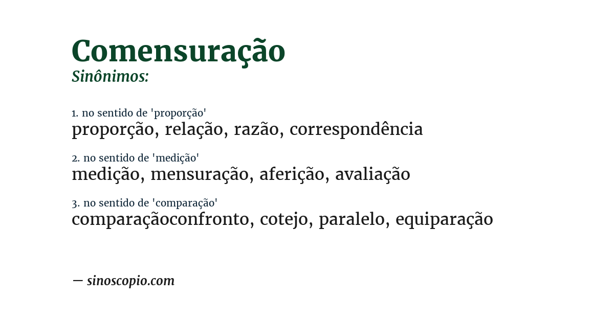 Sinônimo de comensuração
