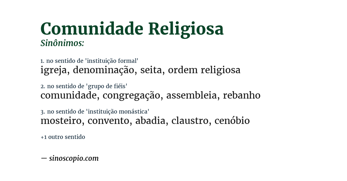 Sinônimo de comunidade religiosa