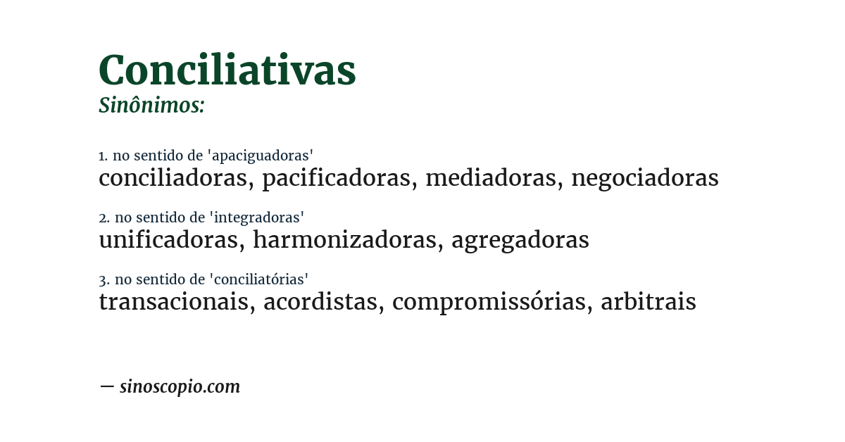 Sinônimo de conciliativas