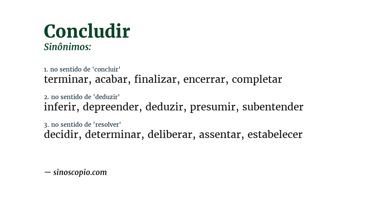 Sinônimo de concludir