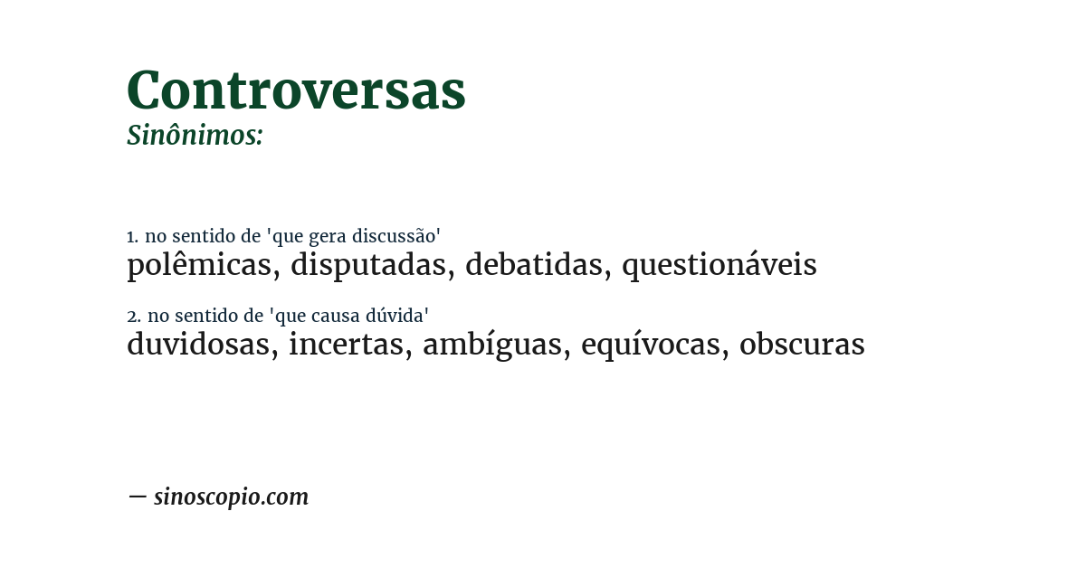 Sinônimo de controversas
