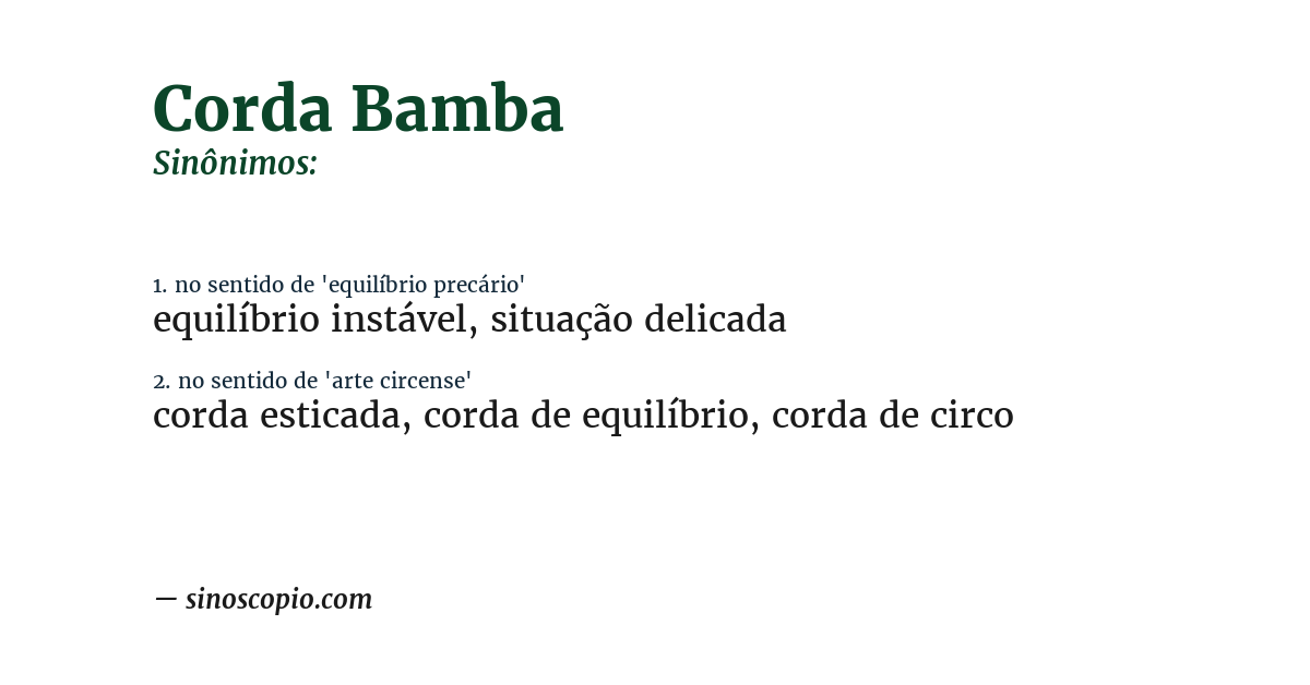 Sinônimo de corda bamba