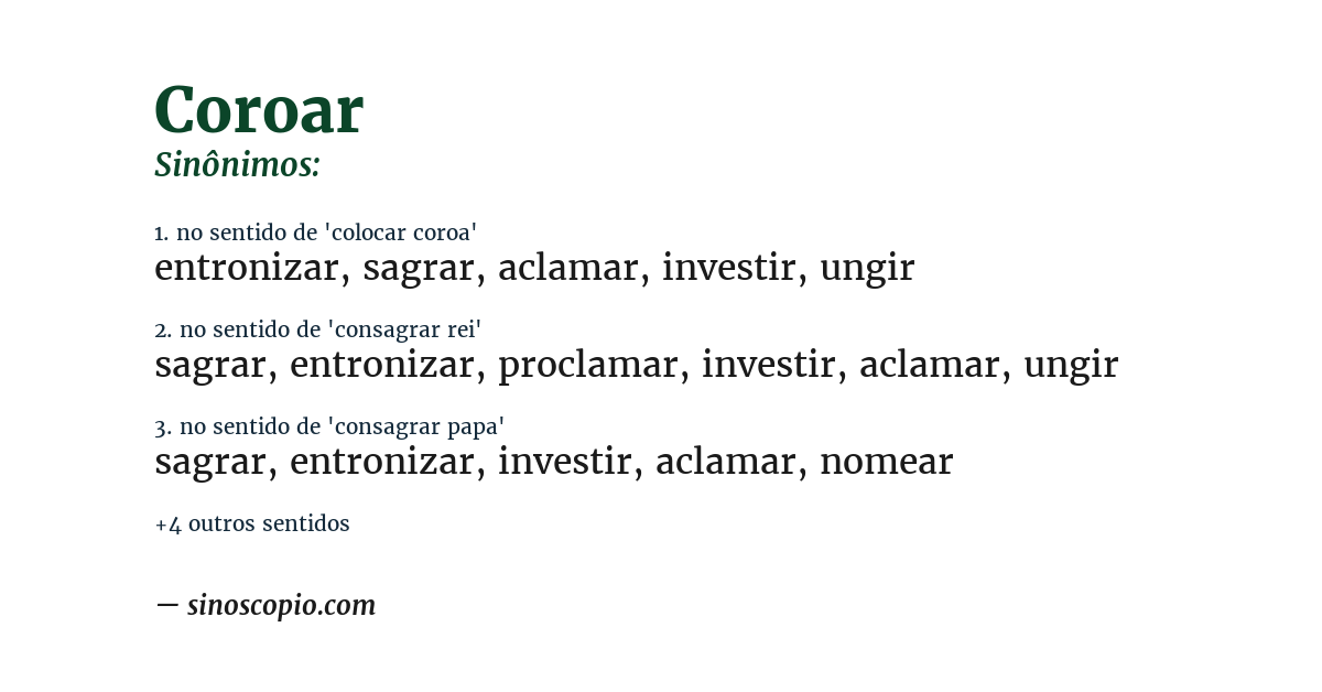 Sinônimo de coroar