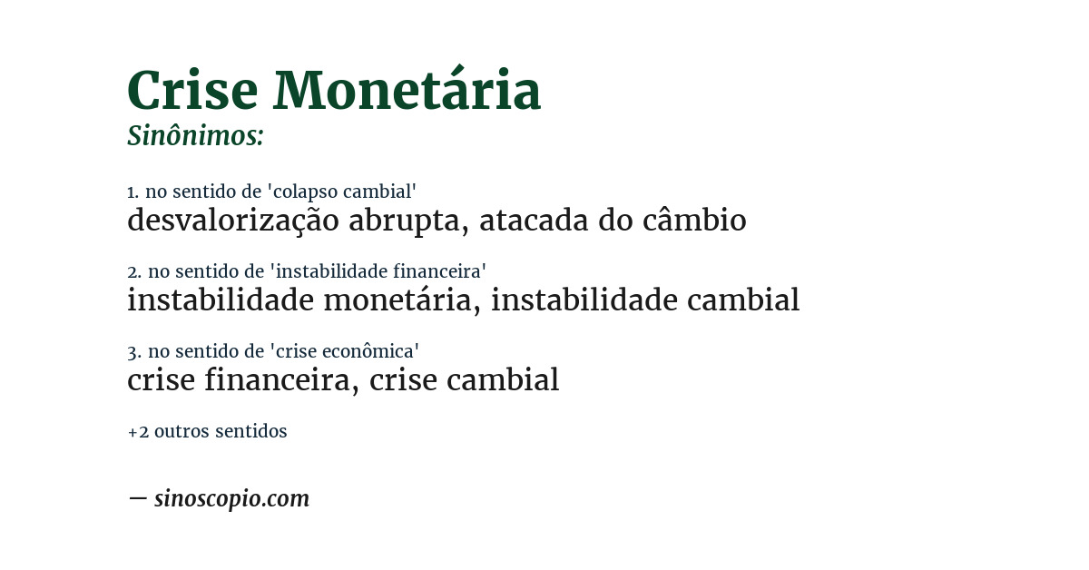 Sinônimo de crise monetária