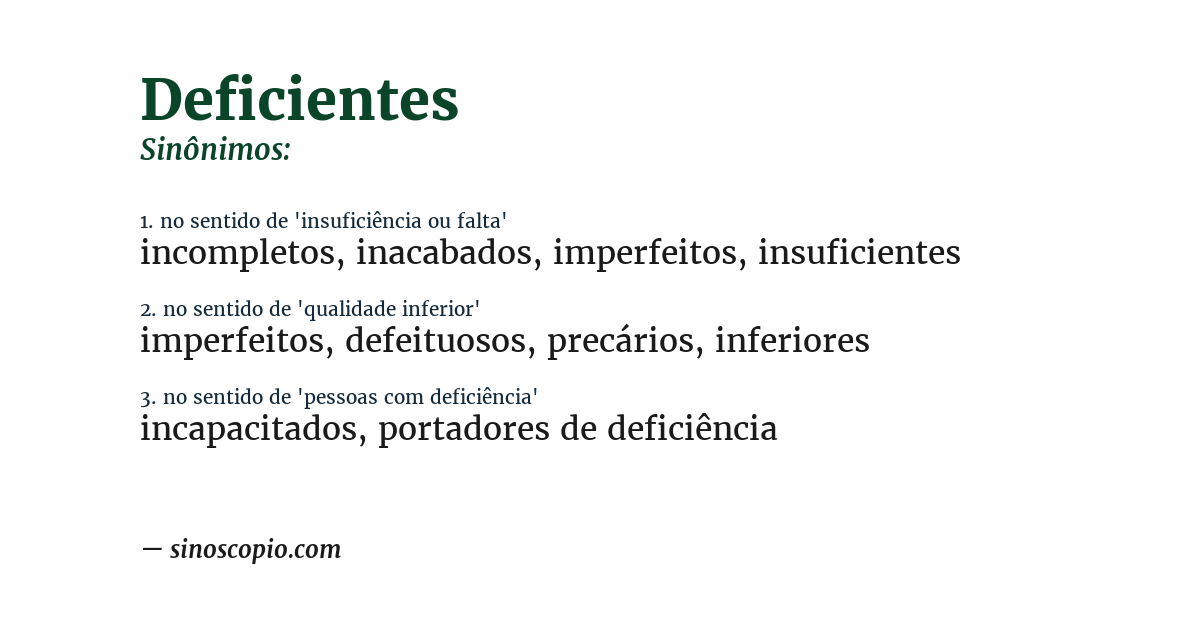 Sinônimo de deficientes