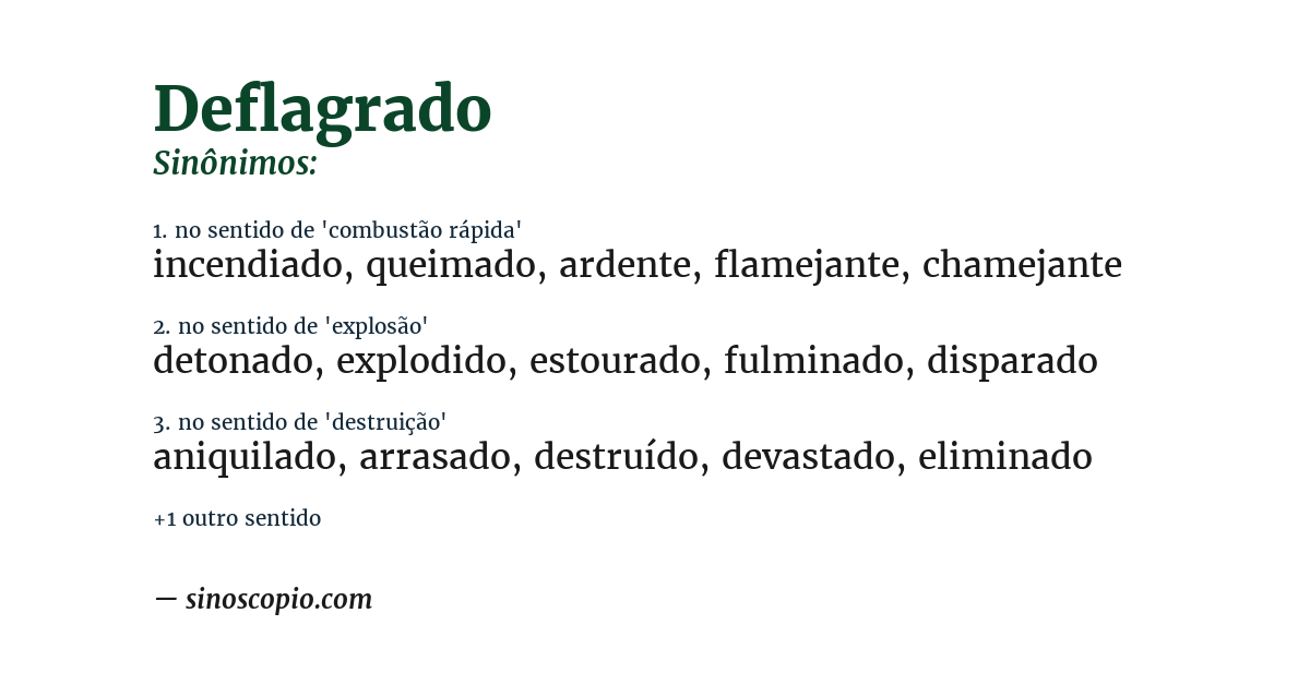 Sinônimo de deflagrado