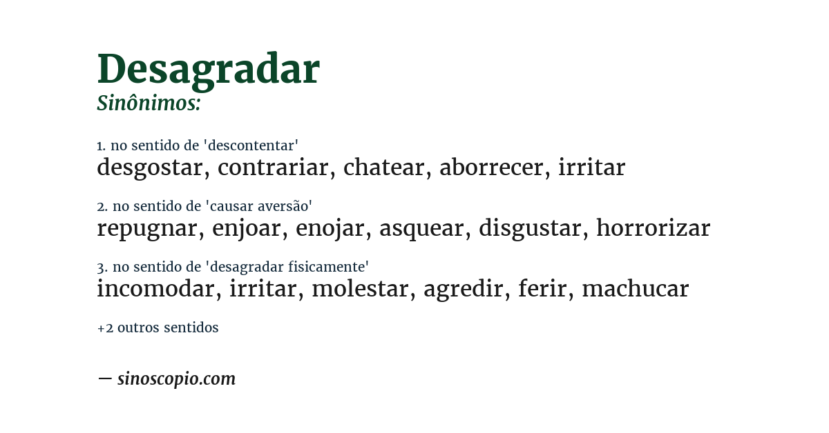 Sinônimo de desagradar