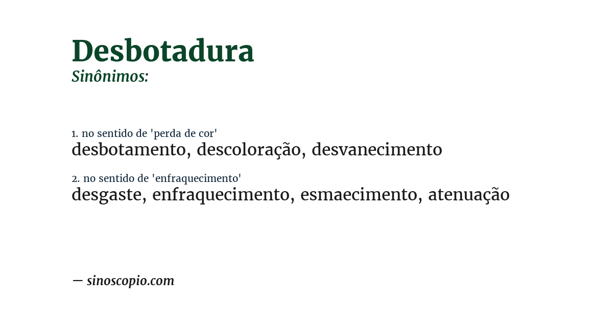 Sinônimo de desbotadura