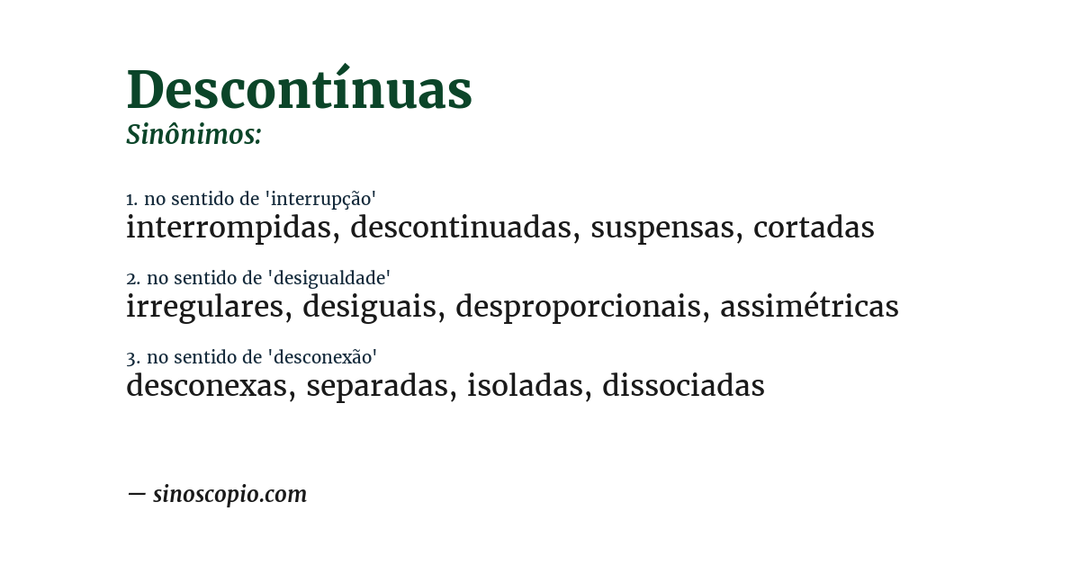 Sinônimo de descontínuas
