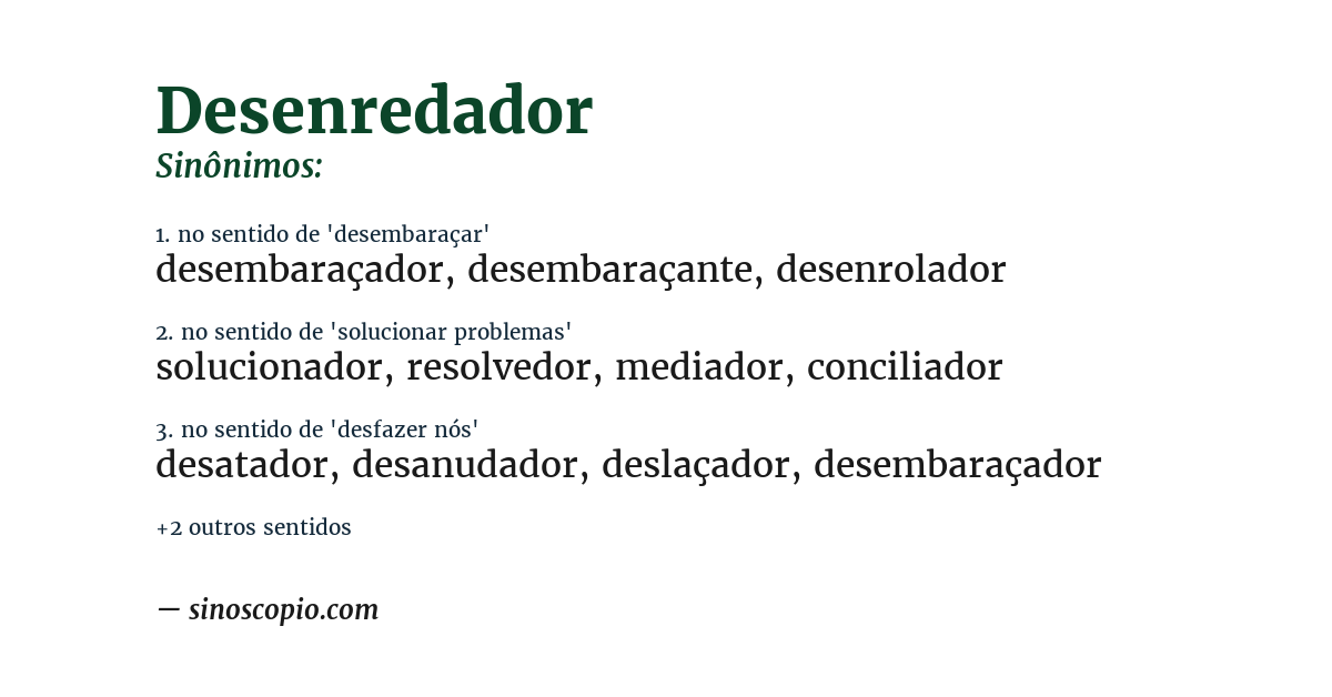 Sinônimo de desenredador
