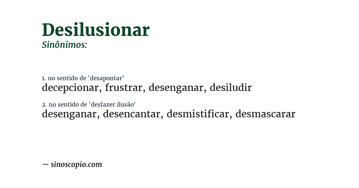 Sinônimo de desilusionar