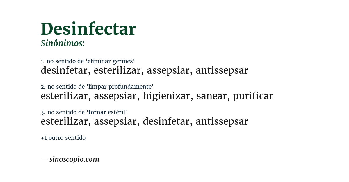 Sinônimo de desinfectar