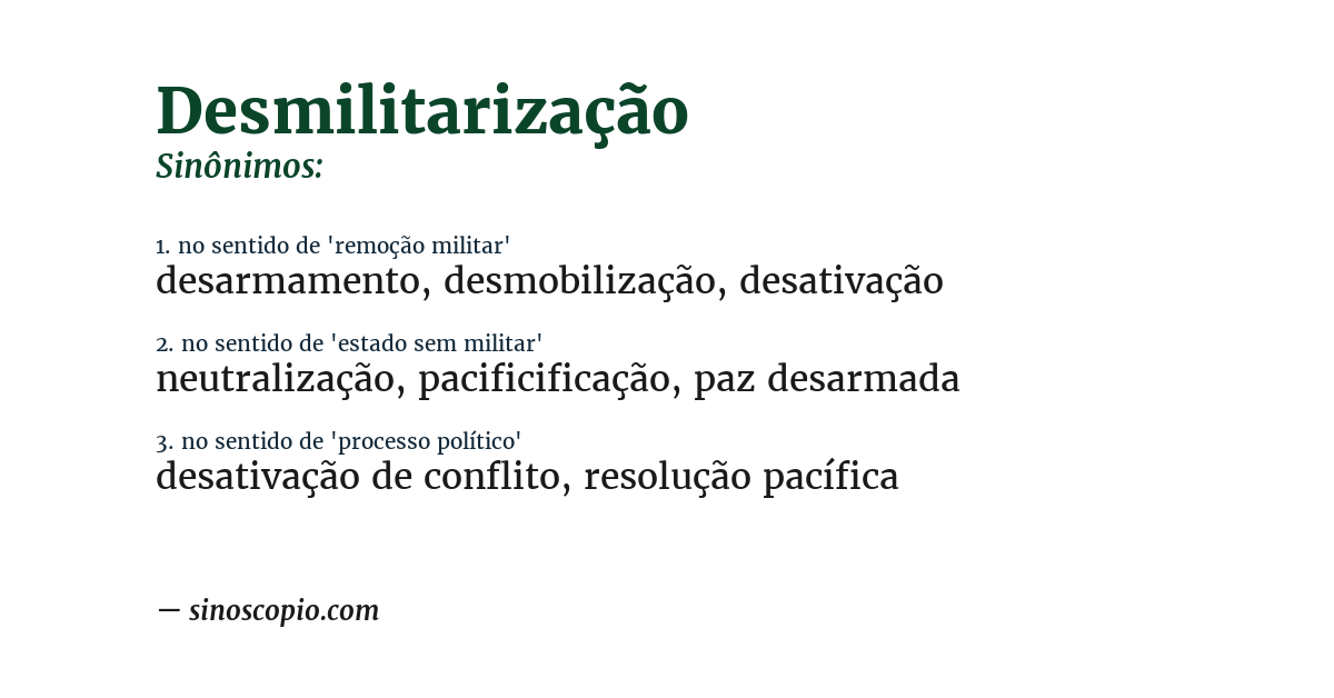 Sinônimo de desmilitarização