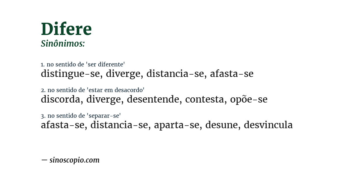 Sinônimo de difere