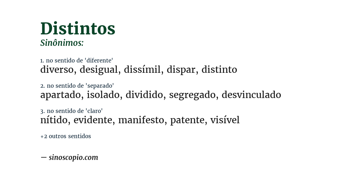 Sinônimo de distintos
