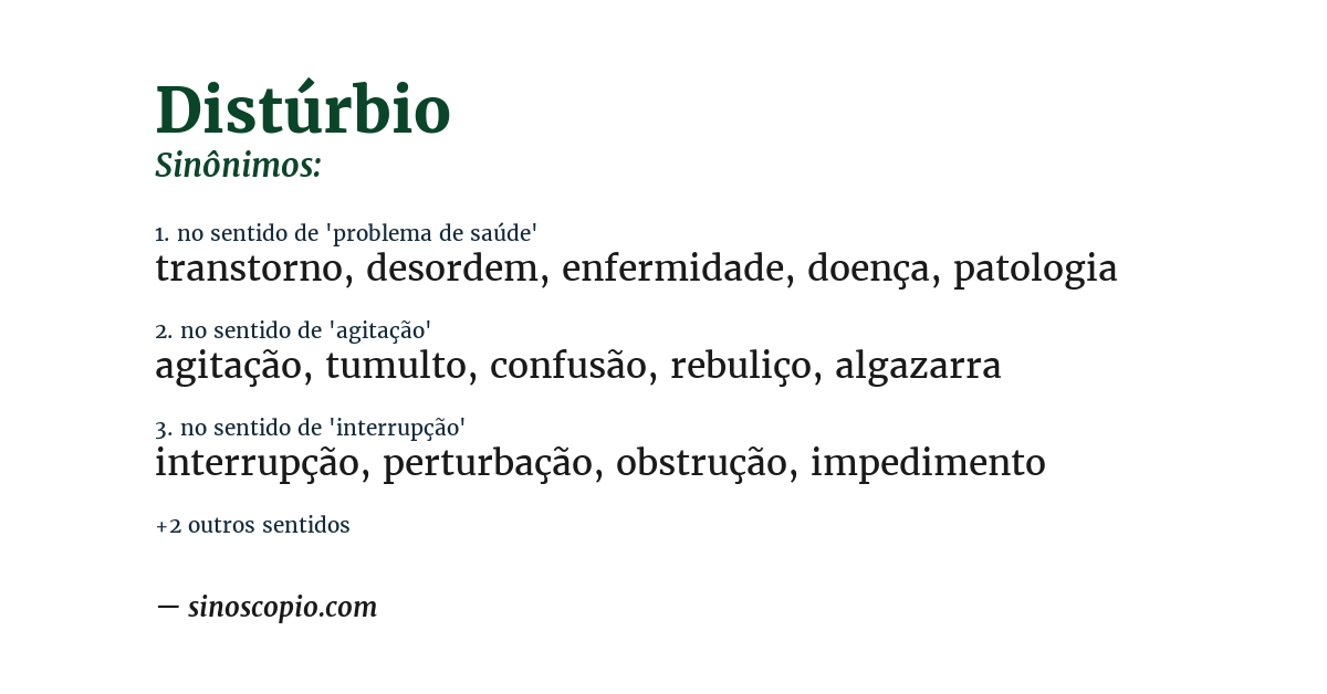 Sinônimo de distúrbio