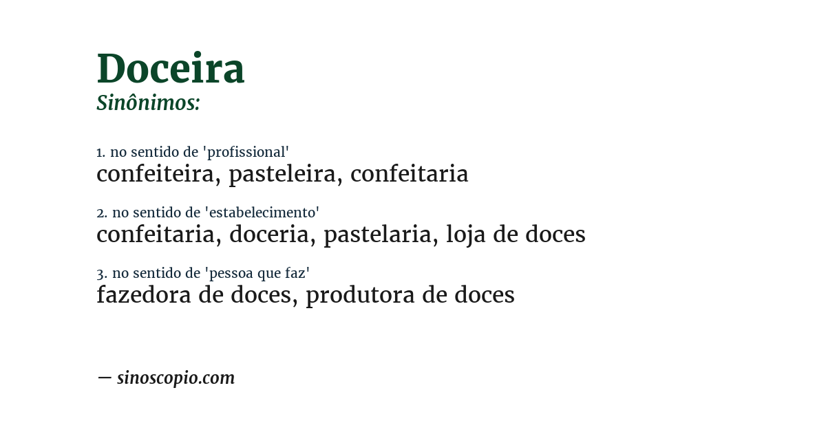 Sinônimo de doceira