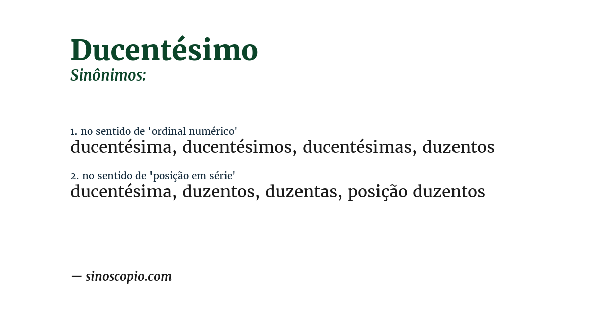 Sinônimo de ducentésimo