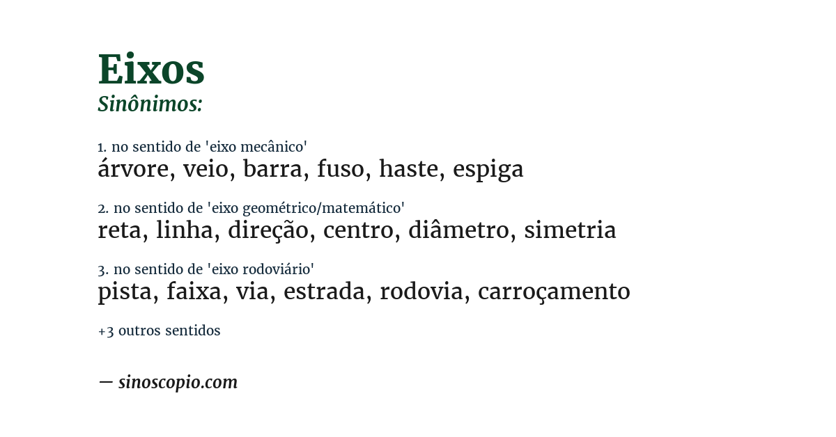 Sinônimo de eixos